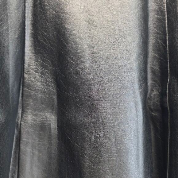 NEW Forever 21 Black Faux Leather Raw Hem Knee Length A-Line Skirt, Size Medium - Picture 2 of 12